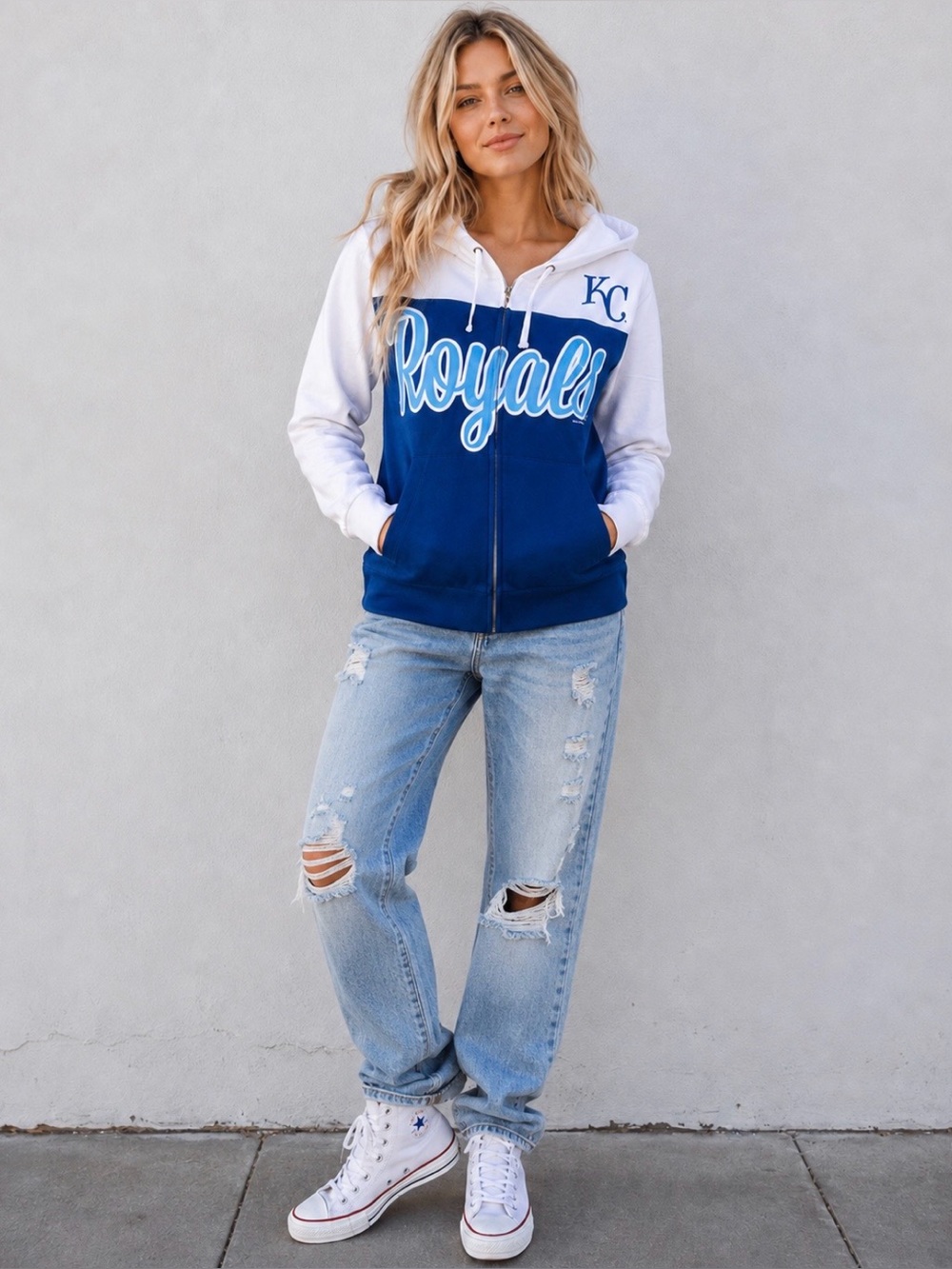 NWT New Era Kansas City Royals Colorblock Long Sleeve Zip Jacket
